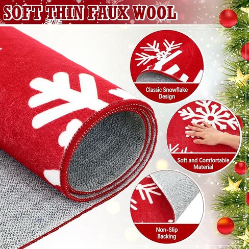 Christmas Area Rug Xmas Snowflake Washable Non Slip Rug, Red White Xmas Winter Door Mat Holiday Decor Carpet for Living Room Bedroom Dining Room Kitchen Bathroom Hallway (3 x 5 Feet) in Kuwait