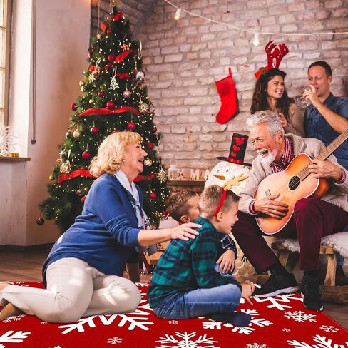 Christmas Area Rug Xmas Snowflake Washable Non Slip Rug, Red White Xmas Winter Door Mat Holiday Decor Carpet for Living Room Bedroom Dining Room Kitchen Bathroom Hallway (3 x 5 Feet) in Kuwait