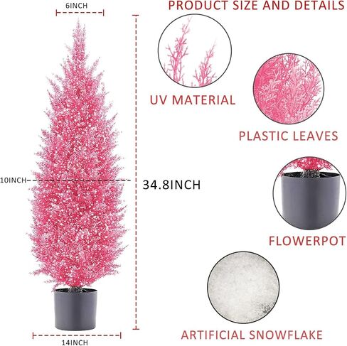 شجرة الصنوبر الاصطناعية الوردية، شجرة الحرير، شجرة Arborvitae، نباتات صناعية مثالية بوعاء، نباتات مصنفة للأشعة فوق البنفسجية للاستخدام الداخلي والخارجي، حديقة المنزل، المكتب، متجر الديكور in Saudi Arabia