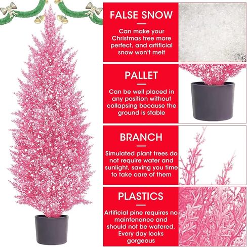 شجرة الصنوبر الاصطناعية الوردية، شجرة الحرير، شجرة Arborvitae، نباتات صناعية مثالية بوعاء، نباتات مصنفة للأشعة فوق البنفسجية للاستخدام الداخلي والخارجي، حديقة المنزل، المكتب، متجر الديكور in Saudi Arabia
