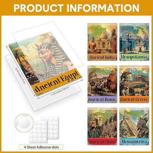 Pasimy 7 Pcs Ancient Civilization Poster Social Studies Classroom Learning Material Ancient Historical Poster Multicultural Classroom Decoration for Primary Middle High School Bulletin Board in Saudi Arabia