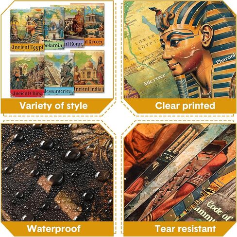 Pasimy 7 Pcs Ancient Civilization Poster Social Studies Classroom Learning Material Ancient Historical Poster Multicultural Classroom Decoration for Primary Middle High School Bulletin Board in Saudi Arabia