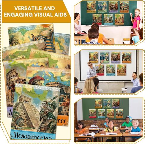 Pasimy 7 Pcs Ancient Civilization Poster Social Studies Classroom Learning Material Ancient Historical Poster Multicultural Classroom Decoration for Primary Middle High School Bulletin Board in Saudi Arabia