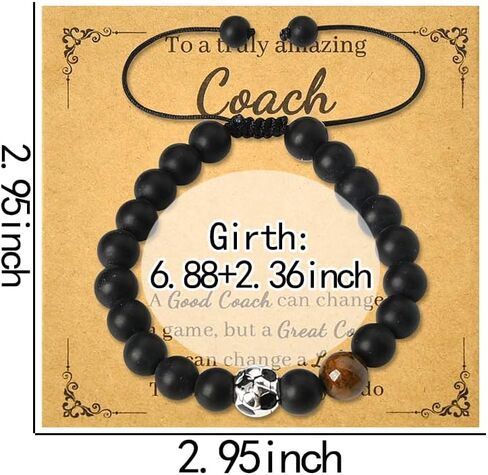 yaozeio سوار مدرب كرة القدم هدية للرجال شكرًا لك أساور هدايا لمدربي كرة القدم كرة القدم المعلم عيد الميلاد هدية عيد ميلاد للمدرب سوار مطرز in Kuwait
