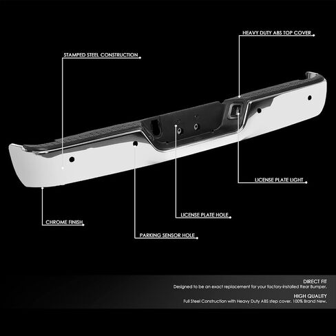 DNA MOTORING RBUM-DR09-04-CH المصد الخلفي متوافق مع 09-10 دودج رام 1500 مع عادم مزدوج بدون أجهزة استشعار احتياطية، كروم in Saudi Arabia