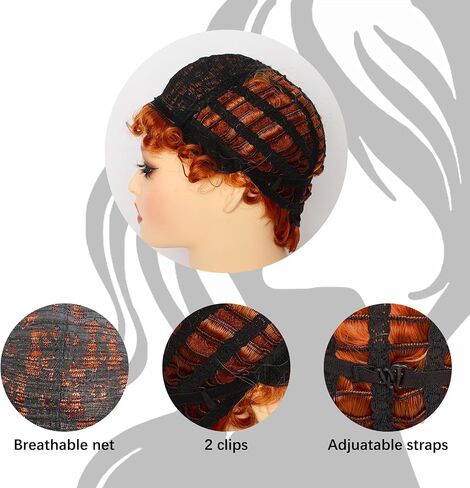 Short Curly Orange Red Wig with Glasses Jewelry Set Reddish Curly Wig Synthetic Womens Wig with Green Necklace Earrings Costume Accessories for Halloween Party Costume Cosplay in Saudi Arabia