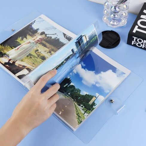 أبيض شفاف PVC Kpop Photocard Binder فضفاض أوراق 6 حلقات واسعة A5 حامل بطاقات الصور مع 8 بوصة 50 جيوب صور صفحات شفافة بطاقة كم حماة صفحة للصور بطاقات الألبوم مجلد المنظمين in Kuwait