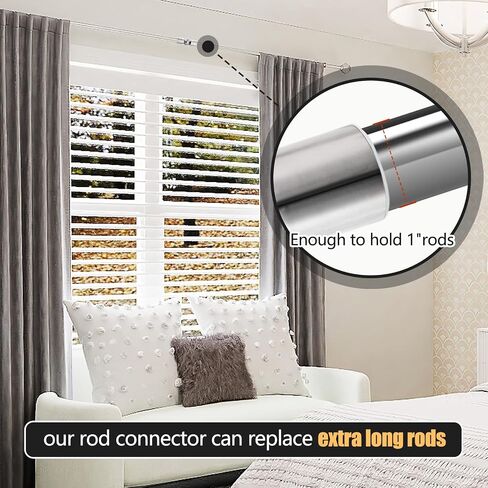 Corner Curtain Rod Connector, Heavy Duty Hinged Elbow Connector Stainless Steel Adjustable Corners Rod Connectors for Bay Window 1 Inch Curtain Rod, Silver White 2 Pcs in Saudi Arabia