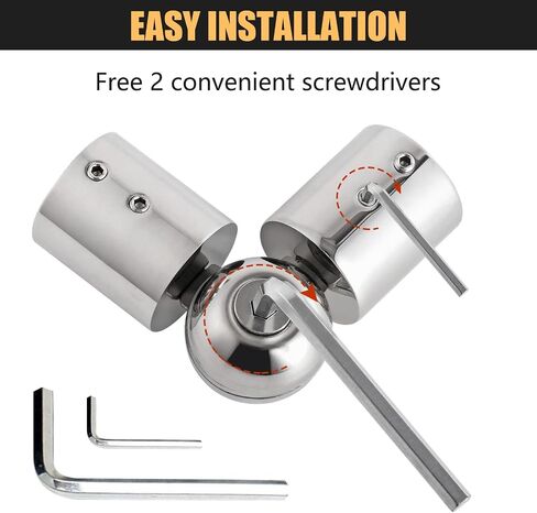 Corner Curtain Rod Connector, Heavy Duty Hinged Elbow Connector Stainless Steel Adjustable Corners Rod Connectors for Bay Window 1 Inch Curtain Rod, Silver White 2 Pcs in Saudi Arabia