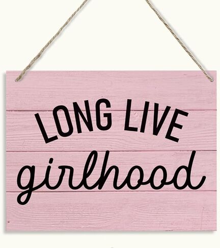 Long Live Girlhood Sign, Pink Wood Decor, Hanging Wooden Plaques Decor, Wall Sign Decor for Nursery Baby Girl Bedroom Playroom, Front Door Decor, Birthday Christmas Gift for Her Women Girls in Saudi Arabia