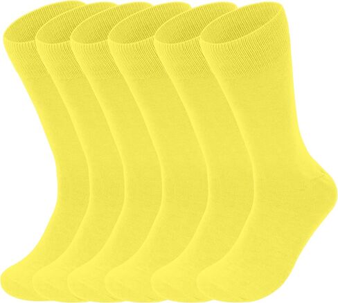 Feraricci 6 Pack Solid Color Casual Dress Socks for Men - Colorful & Comfortable Crew Socks in Kuwait