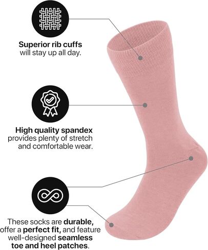 Feraricci 6 Pack Solid Color Casual Dress Socks for Men - Colorful & Comfortable Crew Socks in Kuwait