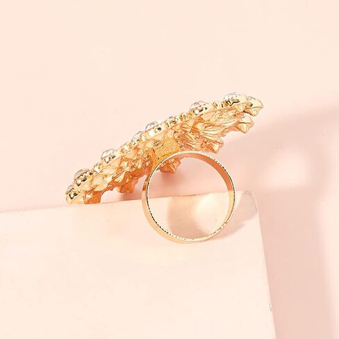 Exaggerated CZ Sunflower Flower Promise Ring for Women Girls Gold Plated Boho Expandable Adjustable Cubir Zirconia Cluster Open Wrap Engagement Rings Comfort Fit Elegant Wedding Birthday Christmas Jewelry Gift in Kuwait