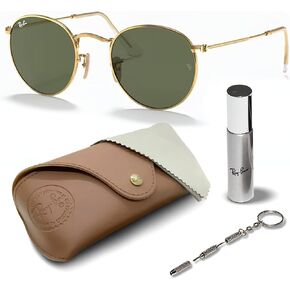 Ray-Ban RB3447N Metal Round Flat Lenses Sunglasses With Eyewear Kit Bundle - Adjustable Nose Pads