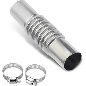 1 PC Car Exhaust Pipe Connecting Pipe, 5.11" Straight Stainless Steel Corrugated Parking Heater Exhaust Pipe, Heavy-duty Automotive Accessory, Compatible with Many Types of Vehicles (Silver)