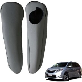 2pcs Front Seat Armrest Cover Leather Synthetic Compatible with Toyota Sienna 2011-2018, Car Seat Side Protector Cover Cap (Grey)