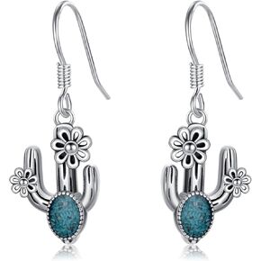 Western Earrings for Women 925 Sterling Silver Turquoise Western Dangle Drop Earrings Country Jewelry Gifts for Cowgirl Cowboy