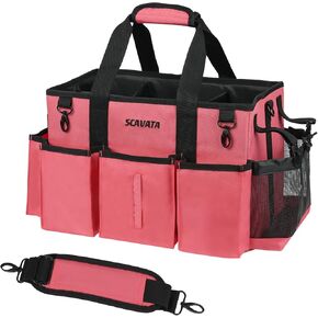 Wearable Cleaning Caddy Bag, Cleaning Caddy Supplies Organizer with Handle & Shoulder Straps for Housekeepers, Under Sink & Car Cleaning Tool Organizers with 4 Foldable Divider (Lake Blue)