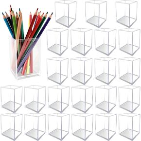 24 حزمة منظم قلم رصاص سطح المكتب حامل قلم رصاص أكريليك شفاف حامل قلم حامل فرشاة ماكياج حامل قلم رصاص أكريليك كوب قرطاسية منظم مكتب ملحق لمستلزمات المنزل والمدرسة المكتبية in Kuwait