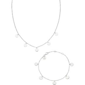 Purelei® Kalea Bundle Silver – Waterproof necklace bracelet set – Stainless steel jewelry – Jewelry gift sets – Jewelry sets for women – Necklace and bracelet with coins – Silver jewelry set