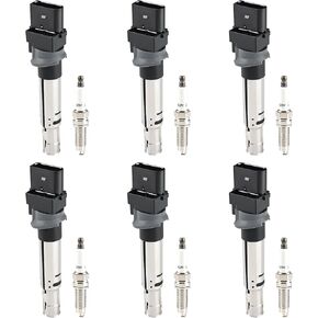 JDMON Ignition Coils Pack with Spark Plug Compatible with Audi Q7 2009-2010,Volkswagen Atlas 2018-2019,CC 2009-2016,Passat 2009-2018,Passat CC 2009-2010,Touareg 2009-2017 3.6L UF635 1961 022905715A