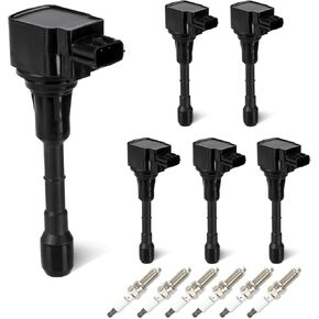 Set of 6 Ignition Coil Pack with 6 Spark Plug 3.5L Compatible with Infiniti EX35 FX35 G25 G35 M35 Q50 Q70 QX60 M35H JX35, Nissan Maxima Murano Pathfinder 350Z Altima Quest Replace UF550 C1670
