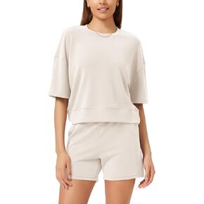 ODODOS Modal Soft Short Sleeve T-Shirts for Women Oversized Crew Neck Tee Relaxed Pullover Tops