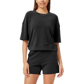 ODODOS Modal Soft Short Sleeve T-Shirts for Women Oversized Crew Neck Tee Relaxed Pullover Tops