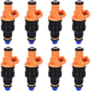 RLP Set of 8 Fuel Injectors Compatible with Ford Lincoln Mercury 4.6L 5.0L 5.4L 5.8L Vehicles - F150, F250, F350, E150, E250, E350, E450, Mustang - 4 Holes Replaces# 0280150943 0280150939 0280150909