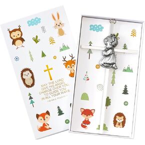 TRULIVA Baby Girl Wall Cross Baptism Gifts for Girl, Silver Praying Girl Baptism Cross, 7-inch