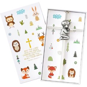 TRULIVA Baby Girl Wall Cross Baptism Gifts for Girl, Silver Praying Girl Baptism Cross, 7-inch
