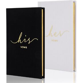 Wedding Vow Books With Gold Foil Lettering, Hard Cover His and Hers Vow Books, Canvas Linen Foil Embossed Wedding Ceremony Vow Books - A Beautiful Addition For The Wedding Day, 56 Pages, 5.9" X 3.9"