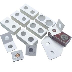 300 Pcs Cardboard Coin Flips, 6 Assorted Sizes 2" x 2" Pockets Coin Holders for Colletors, The Coin Collection Supplies for Dollars, Penny, Quarter, Nickels Collecting