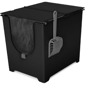 Modkat Flip Litter Box, 3 Lid Positions, Tall Seamless Base, Reusable Litter Liner, Litter Scoop - Gray
