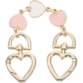 Purse Strap Extender Alloy Metal Heart Shape Handbag Chain Handles with Metal Buckles Short Bag Extender Chain for Handbag Purse Wallet Clutch Crafts Making Pink