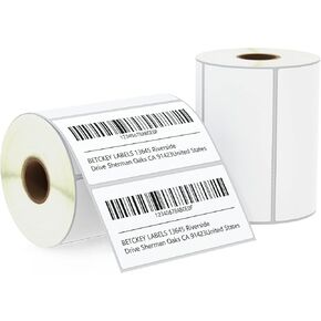 BETCKEY - 4" x 2" (102 mm x 51 mm) Barcode Shipping & Multipurpose Labels Compatible with Zebra & Rollo Label Printer,Premium Adhesive & Perforated [16 Rolls, 12000 Labels]