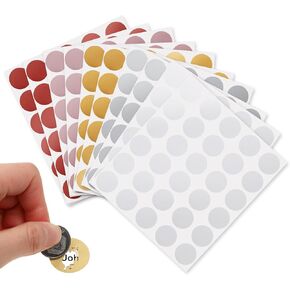 TIESOME 300 Pcs 1" Scratch Labels, 5 Colors Round Circle Scratch Stickers Self Adhesive Scratch Off Cards for School Game Lottery Tickets DIY Raffle Ticket DIY Postcard(Gold+Silver+Rose Gold+Gray+Red)
