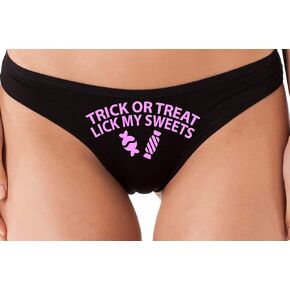 Knaughty Knickers Trick Or Treat Lick My Sweets Halloween Sexy Black Thong Oral