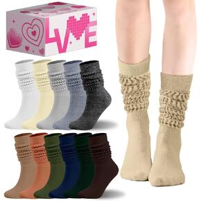 Casual women's socks, soft extra long scrunch socks, white women's socks