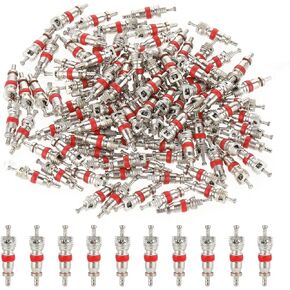 100 Pcs Tire Valve Cores Universal Red Valve Cores Valve Stem Cores Bike Part Replacement for Most Models of Cars Trucks Motorcycles Bicycles