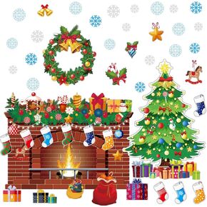 Christmas Bulletin Board Set Christmas Tree Fireplace Bulletin Board Decorations XMAS Holiday Board Classroom Decoration Cutouts for Calendars Bulletin Boards Classrooms