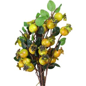 SEWACC Group of 5 Artificial Rosehip Berries Fake Berry Stems Branches Faux Berry Picks Simulation Pomegranate Fruit Flower for Christmas Home Decor ( Yellow )