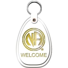 RecoveryChip NA Keychain White Just For Today Sobriety Narcotics Anonymous Welcome Keytag