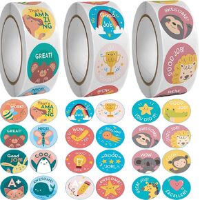 1500PCS Animal Stickers for Kids Classroom,1 Inch 24 Styles Cute Round Teacher Reward Motivational Stickers School Supplies for Teachers Elementary Positive Encouragement Stickers (Animal2)