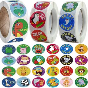 1500PCS Animal Stickers for Kids Classroom,1 Inch 24 Styles Cute Round Teacher Reward Motivational Stickers School Supplies for Teachers Elementary Positive Encouragement Stickers (Animal2)