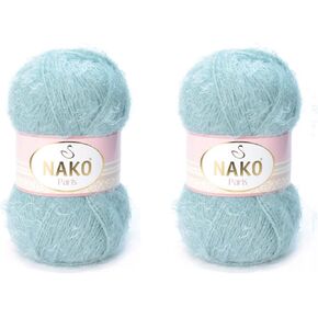 Generic مجموعة خيوط Nako Paris مكونة من كرتين، إجمالي 536 ياردة غزل تركي رقيق ناعم، غزل وشاح قبعة الشال، خيط كروشيه وحياكة، غزل كارديجان، غزل بلوفر (208-أبيض)
