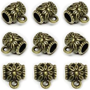 Heather's cf Silver Bail Tube Beads Charm Holder European Bead Spacer Bail Bead Charm Spacers for Bracelets Pendants for Jewelry Making Dangling Charms for Bracelets for Jewelry Making Supplies 78pcs