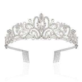 Silver Crowns for Women Rhinestone Princess Tiara with Combs for Birthday Prom Bridal Shower Wedding Halloween Party
