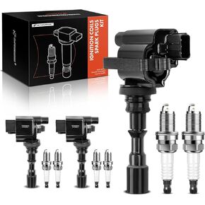 A-Premium 3x Ignition Coil Pack and 6x Iridium Spark Plugs Compatible with Hyundai Santa Fe 2003-2006, XG350 2003-2005 & Kia Amanti 2004-2006, V6 3.5L