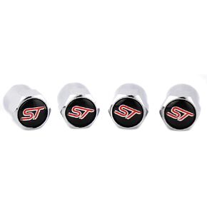 XDG 4pcs ST Logo Car Tire Valve Stem Caps Metal Chrome Dustproof Covers for ST Motors Fiesta Focus Fusion Mustang Taurus Ecosport Escape Edge Flex Explorer Expedition Ranger Transit F150 (Silver)